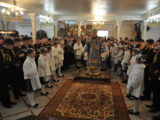 В праздник Благовещения Пресвятой Богородицы епископ Боярский Феодосий совершил Литургию в Петропавловском храме на Нивках